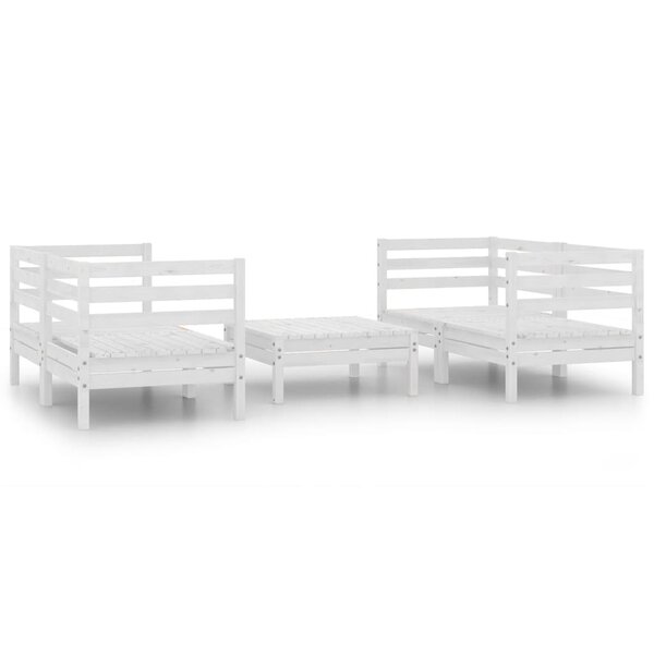 vidaXL Salon de jardin 5 Pièces Blanc Bois de pin massif