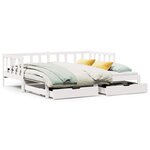 vidaXL Lit de jour avec gigogne et tiroirs sans matelas blanc 80x200cm