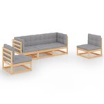 Salon de jardin meuble d'extérieur ensemble de mobilier 5 pièces avec coussins bois de pin massif 02_0016331