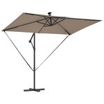 vidaXL Parasol banane à mât déporté Taupe 294 x 200 x 254 cm