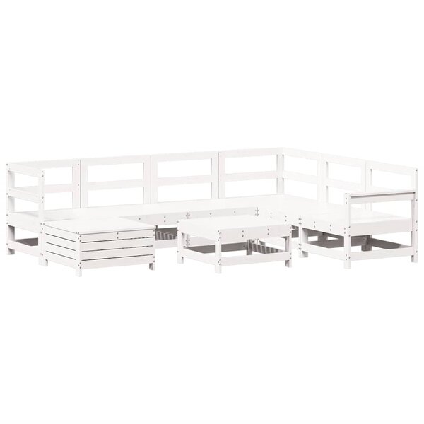 vidaXL Salon de jardin 8 Pièces blanc bois de pin massif