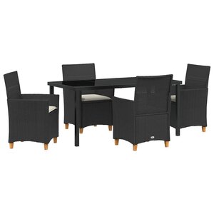 vidaXL Ensemble de salle à manger pour jardin 5 Pièces Noir polyrotin