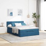 vidaXL Cadre de lit ottoman avec matelas bleu foncé 140x190 cm velours