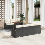 Ensemble de Canapé de Jardin de 8 Pièces avec Coussins Noir en Poly Rattan