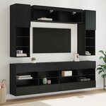 vidaXL Ensemble de meuble TV mural 6 Pièces Chêne Noir Bois d’ingénierie