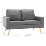 vidaXL Ensemble de canapés 2 Pièces Tissu Gris clair