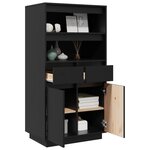 vidaXL Buffet haut Noir 60x40x116 5 cm Bois massif de pin