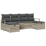 Ensemble de canapé de jardin 6 pièces avec coussins gris clair en rotin synthétique