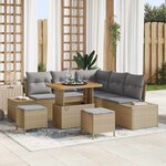 vidaXL Ensemble de canapé de jardin 8 Pièces Beige Poly rotin