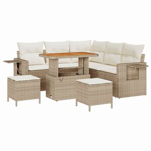 vidaXL Ensemble de canapé de jardin avec coussin 8 Pièces beige et crème