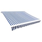 vidaXL Toit d'auvent toile bleu et blanc 3 x 2 5 m (cadre non inclus)