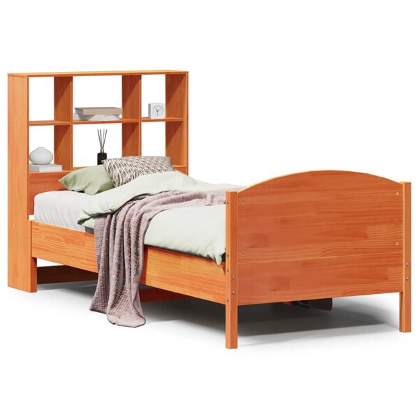 vidaXL Lit bibliothèque sans matelas cire marron 75x190 cm pin massif