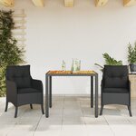 vidaXL Ensemble à manger de jardin avec coussins 3 Pièces Noir