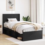 vidaXL Cadre de lit avec rangement et tête de lit Noir 90 x 200 cm