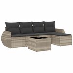 vidaXL Salon de jardin 6 Pièces avec coussins gris clair résine tressée