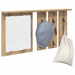 vidaXL Porte-manteau mural avec miroir chêne artisanal 85 x 10 x 45 cm