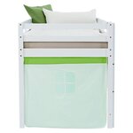Lit mi-hauteur 90x200 cm pin rideau vert