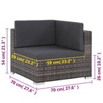 vidaXL Salon de jardin 6 Pièces avec coussins résine tressée gris