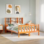 vidaXL Lit bibliothèque sans matelas cire marron 140x190 cm pin massif