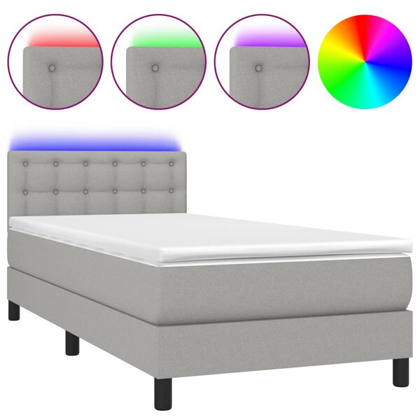 vidaXL Sommier à lattes de lit matelas LED Gris clair 100x200 cm Tissu
