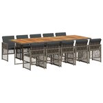 vidaXL Ensemble à manger de jardin 11Pièces avec coussins gris poly rotin