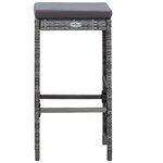 vidaXL Meuble de bar de jardin 7 Pièces et coussins Résine tressée Gris