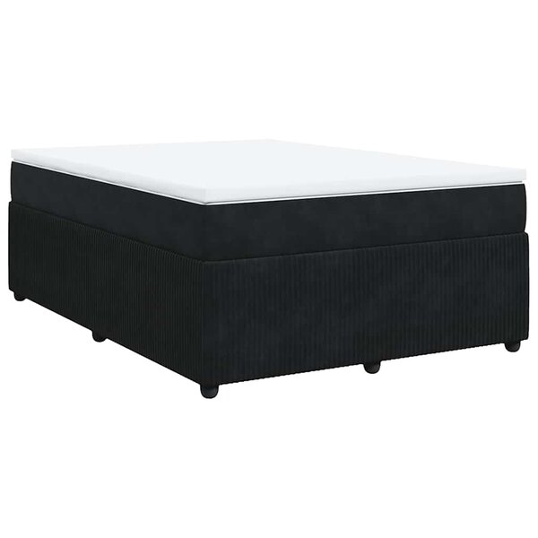 vidaXL Sommier à lattes de lit avec matelas Noir 140x190 cm Velours