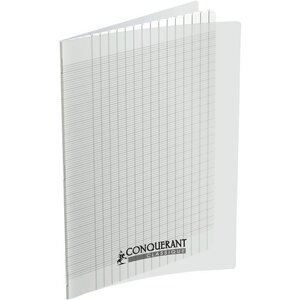 Cahier piqûre 96 pages seyès 2 5 mm 90 g  couverture carte polypropylèe incolore  format 21 x 29 7 cm CONQUERANT