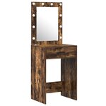 Ensemble de coiffeuse 3 pièces vidaXL avec LED en chêne fumé en bois d'ingénierie