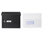 Boîte aux lettres en aluminium pour porte  mur  V4064  fente 33 x 4 cm  Noir