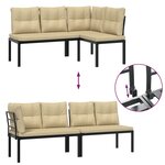 vidaXL Ensemble de banc de jardin avec coussins 3 Pièces noir