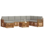 vidaXL Ensemble de canapés d'extérieur 9 pc Gris Naturel et Clair