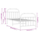 vidaXL Cadre de lit métal sans matelas avec pied de lit noir 90x200 cm