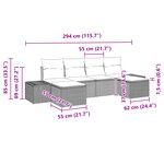 vidaXL Ensemble de 6 pièces de canapé de jardin avec coussins gris en poly rattan acacia