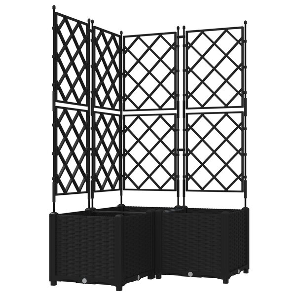 vidaXL Jardinière avec treillis 3 Pièces Noir 80x80x143 cm
