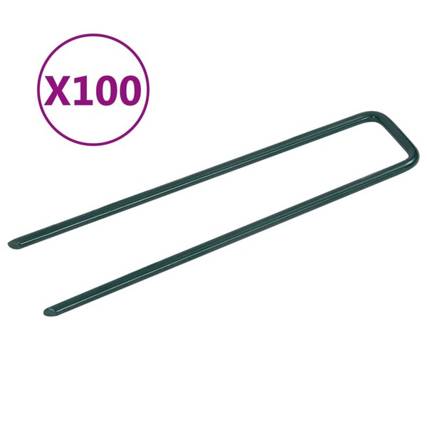 vidaXL Clous pour gazon artificiel 100 Pièces Forme de U Fer