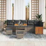 vidaXL Ensemble de canapé de jardin avec coussin 9 Pièces Gris