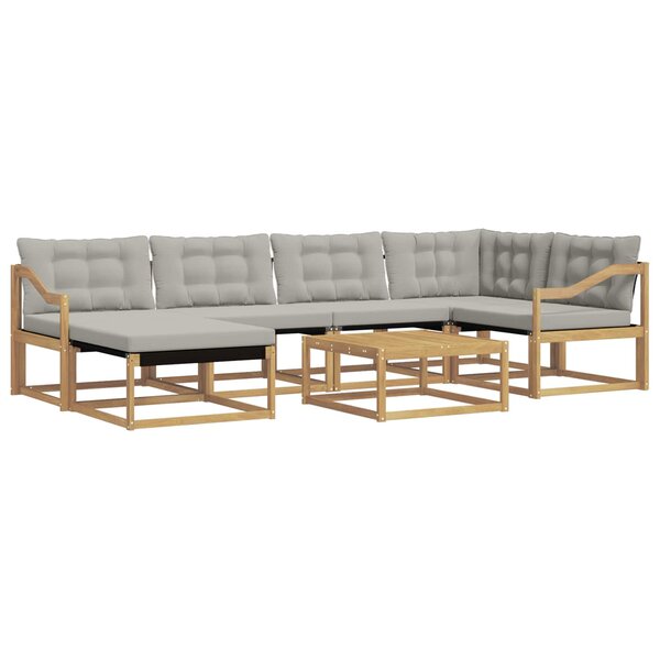 vidaXL Ensemble de canapés d'extérieur 7 pc Blanc et gris clair