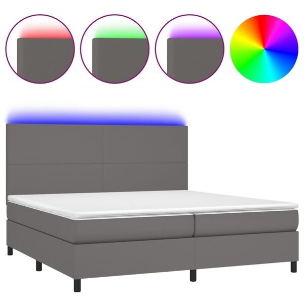 vidaXL Sommier à lattes de lit avec matelas et LED Gris 200x200 cm