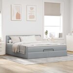 vidaXL Lit ottoman avec matelas et LED Gris clair 180x200 cm tissu