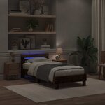 vidaXL Cadre de lit avec LED Bois ancien 75 x 190 cm Bois d'ingénierie