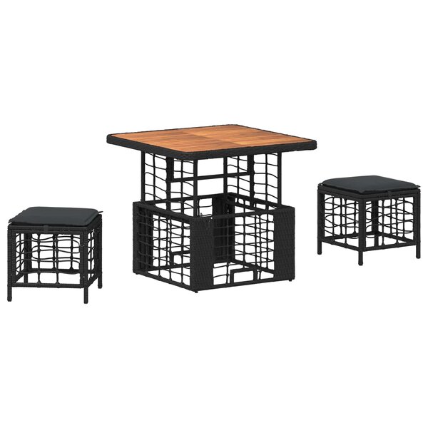vidaXL Ensemble de salle à manger pour jardin 3 pc Noir et gris
