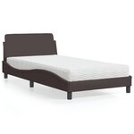 vidaXL Lit avec matelas marron foncé 100x200 cm tissu
