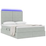 vidaXL Lit de rangement LED avec matelas Gris clair 140 x 190 cm