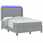 vidaXL Lit à ressort LED avec matelas Gris clair 160 x 200 cm tissu