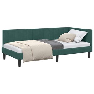 vidaXL Cadre de lit d'angle Vert foncé 90 x 200 cm Velours