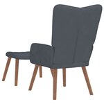 vidaXL Chaise de relaxation avec repose-pied Gris foncé Velours