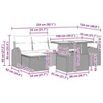 vidaXL Ensemble de canapé de jardin avec coussin 7 Pièces Noir Poly rotin