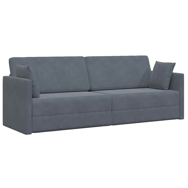 vidaXL Canapé-lit Gris foncé 213 x 76 x 77 cm Velours