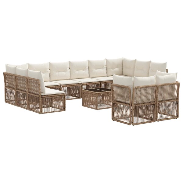 vidaXL Ensemble de canapé de jardin 13 Pièces Beige polyrotin